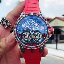 ロジェデュブイ 偽物 エクスカリバー スパイダー ピレリ ブラック DLC チタン 46MM roh40828